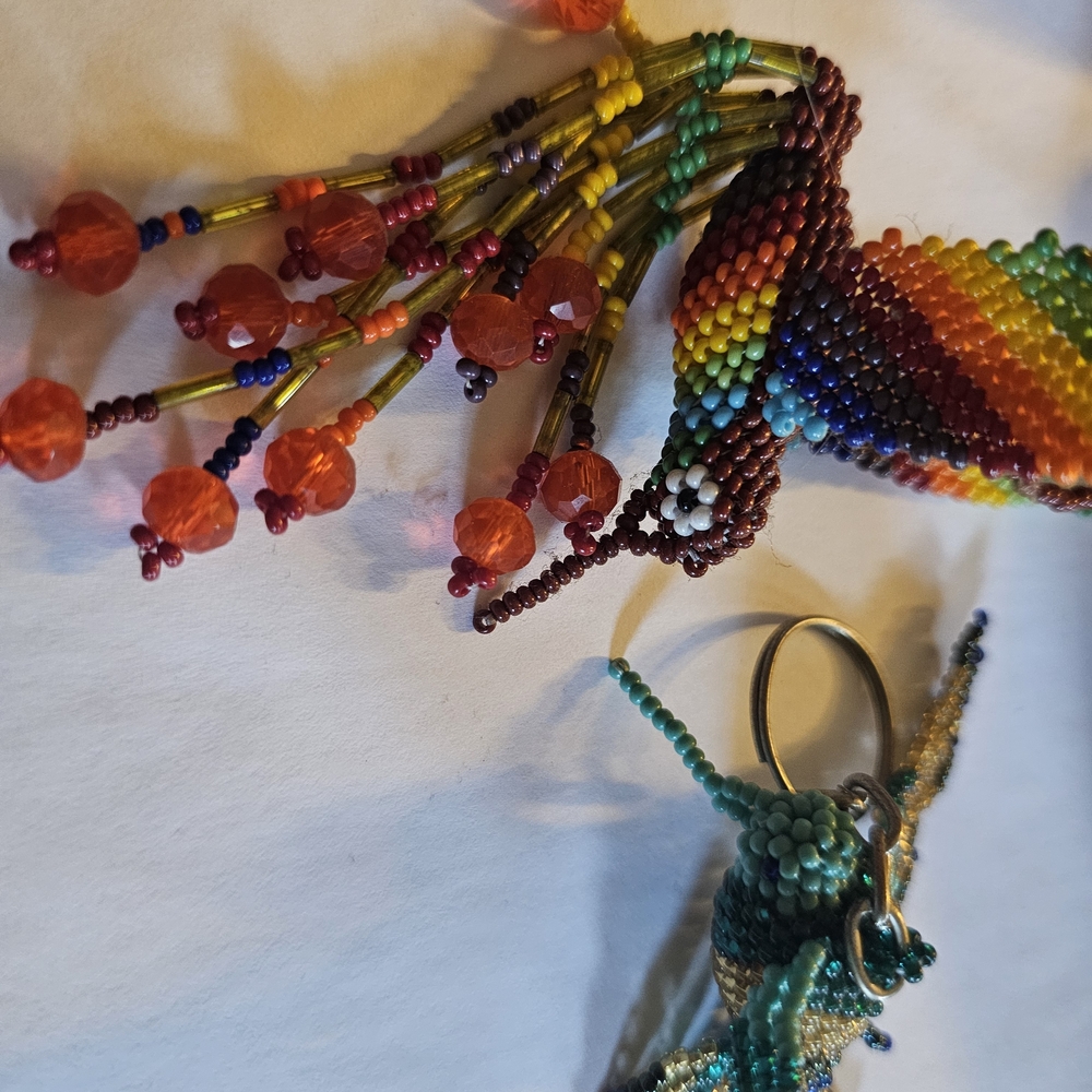 Colorful Beaded Bird Keychain - Picture 2 of 12